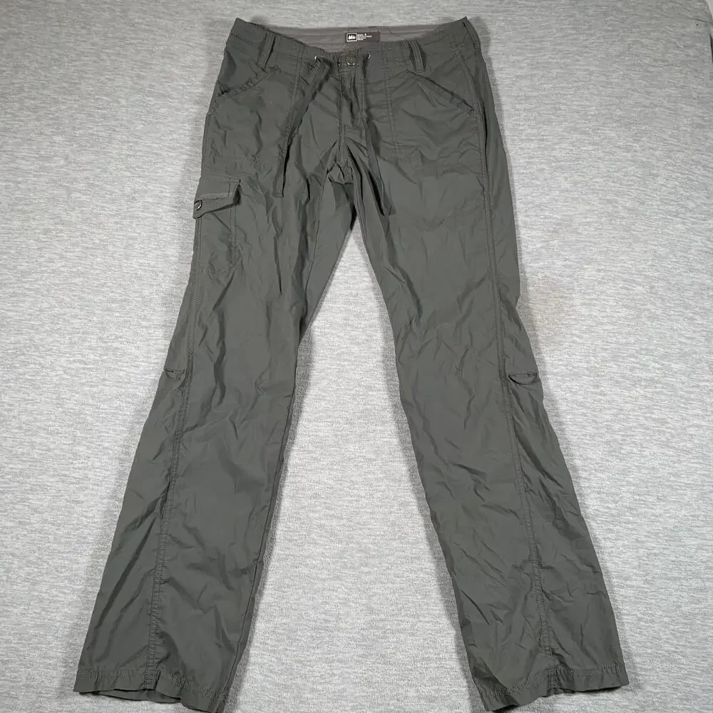 REI Pants Womens 4 Green Hiking Cargo Nylon Stretch Outdoor Trail Travel Pockets
